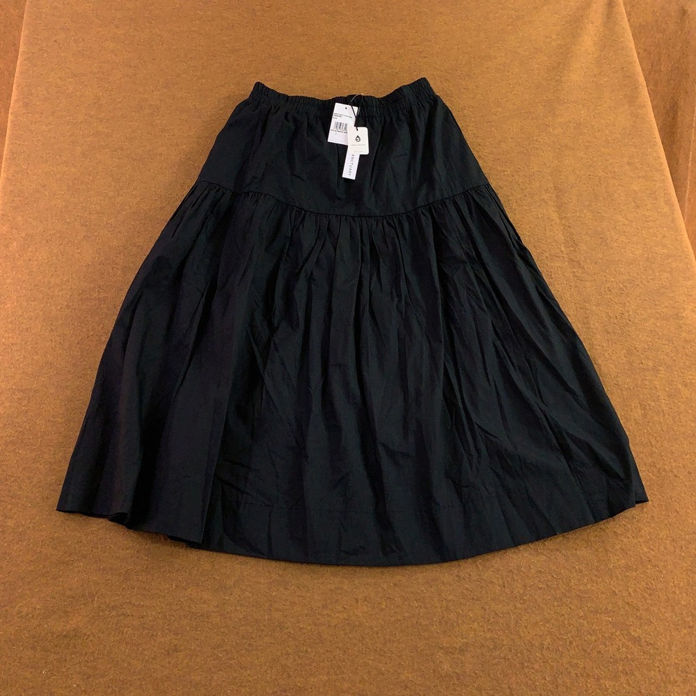 Sanctuary Womens Large Black Poplin Prairie Tiered Midi Skirt NWT